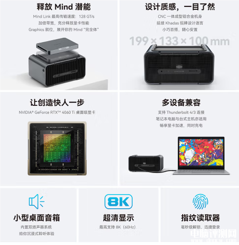 Khadas Mind Graphics显卡坞开卖 搭载RTX 4060 Ti售价6999元，权威硬件评测网站,www.dnpcw.com