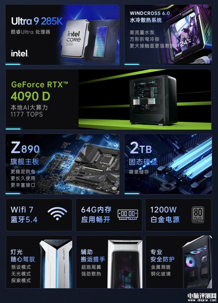 机械师曙光电竞台式机新配置上市 搭载Ultra9 285K+RTX4090D+64G+2T售价27999元，权威硬件评测网站,www.dnpcw.com