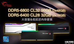 芝奇DDR5-6800 CL32 2x48GB及 DDR5-6400 CL28 2x16GB内存套装发布